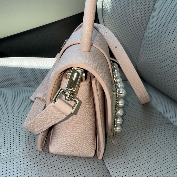 Kate Spade Pink Satchel with Pearls Gold  Hardware Crossbody Pebbled Leather - Picture 9 of 12